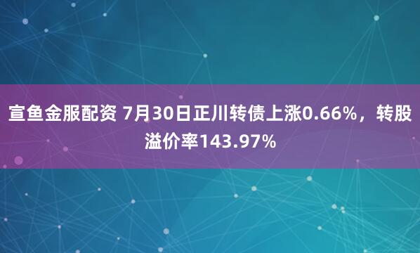 宣鱼金服配资 7月30日正川转债上涨0.66%，转股溢价率143.97%